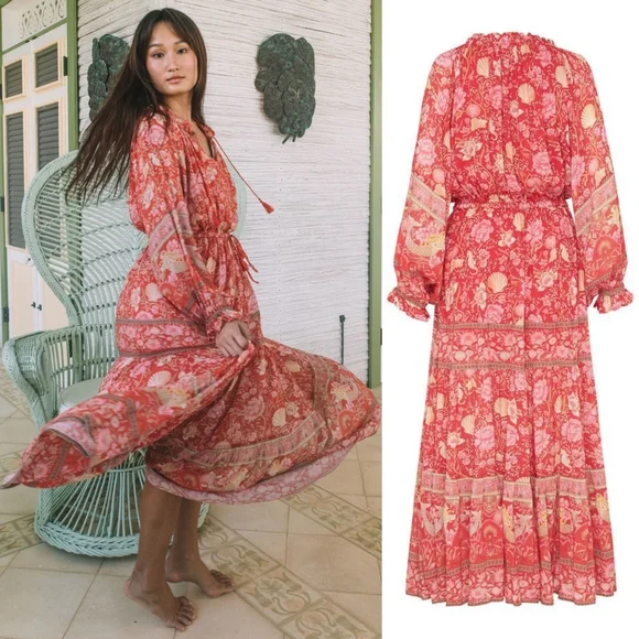 Spell Designs Exclusive Red Seashell Gown Maxi Dress M Free People Mermaid FP - Picture 4 of 16